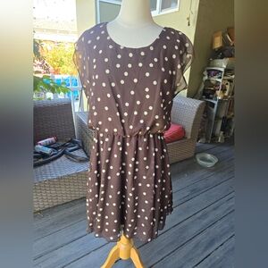 Tacera Brown Polka Dot A-Line Dress – Size L